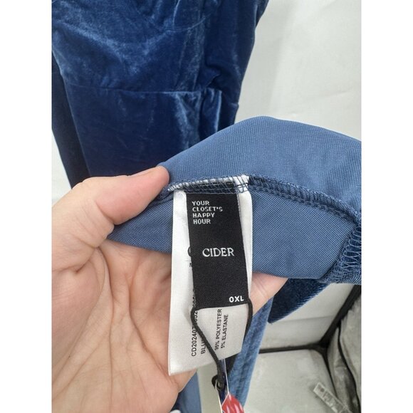 Cider Velour Witchy Celestial Midi Dress Women 0XL Blue Tie Shoulder Whimsigoth - Picture 3 of 8